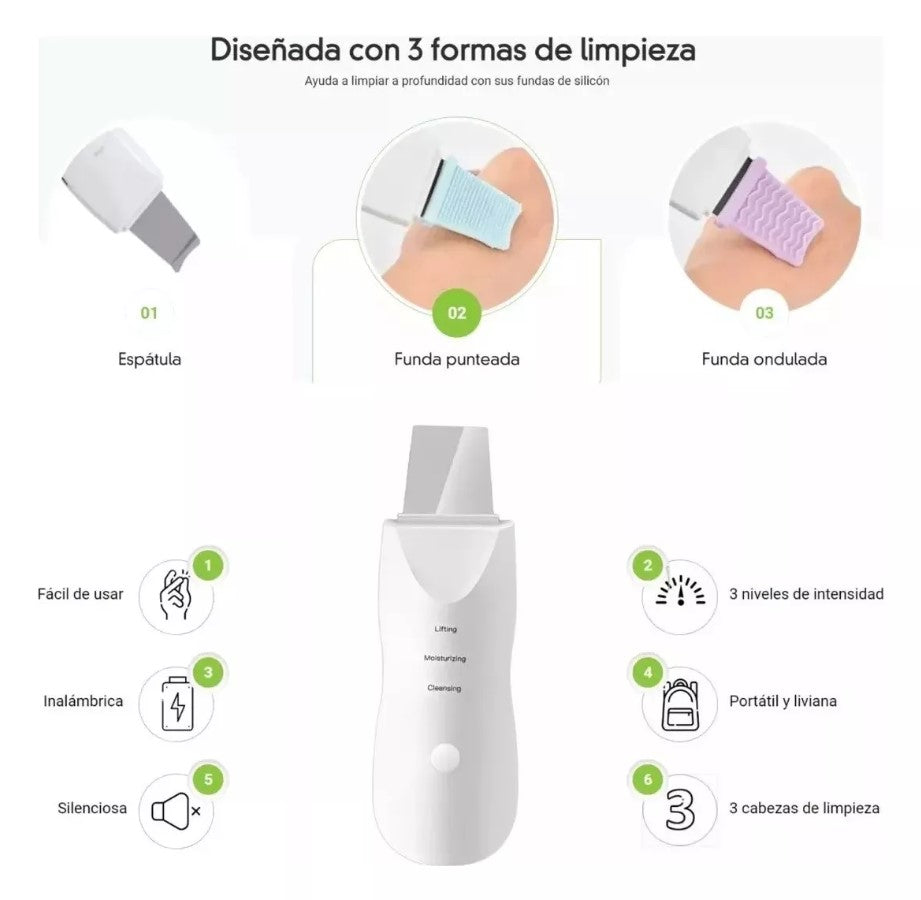 Paleta Facial Ultrasónica Exfoliante